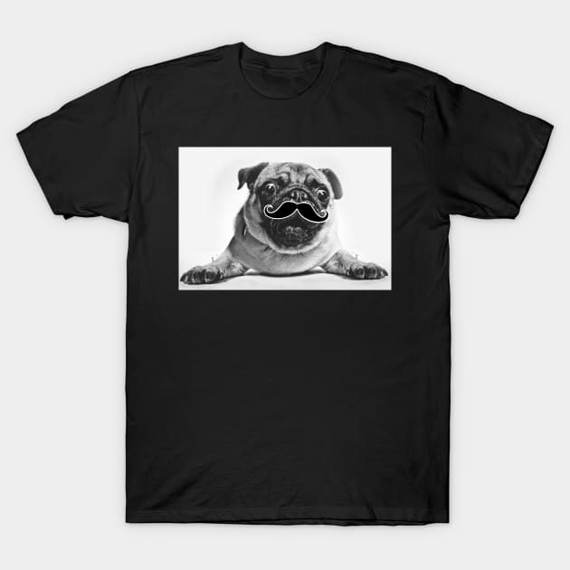 Cute Pug Mustache - Funny Dog Beard Gift T-Shirt by biNutz